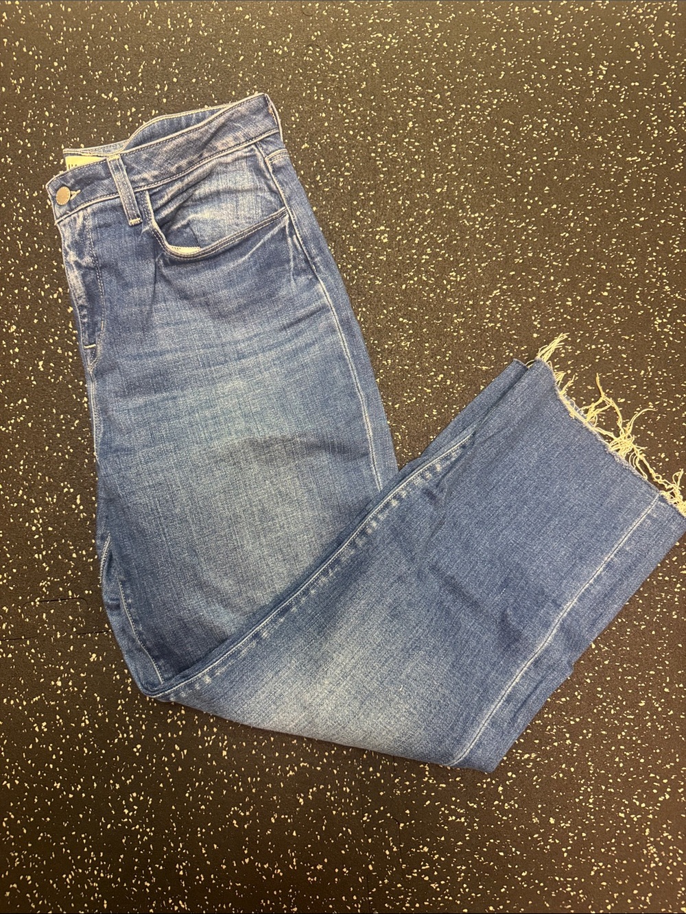 L’AGENCE Wanda High-Rise Crop Wide Leg Jeans Raw Hem Medium Wash Size [size 30]